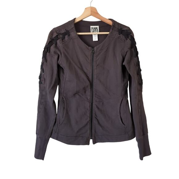 Prairie Underground Womens Top Organic Cotton‎ Lace Up Sleeve Knit Jacket Small